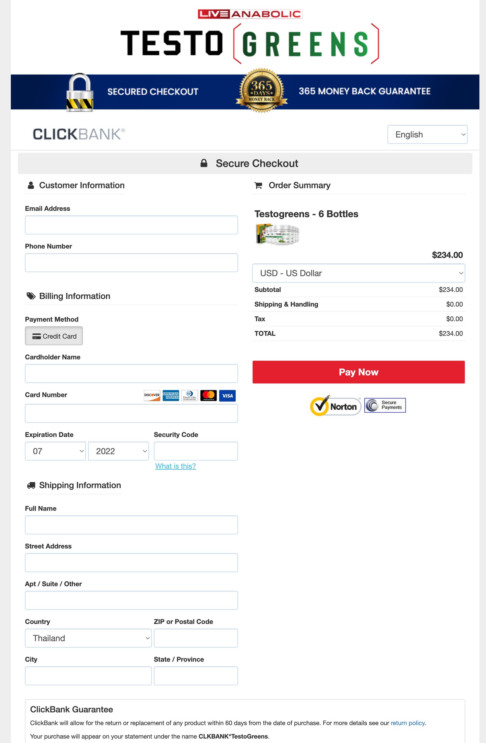 TestoGreens - Order Page